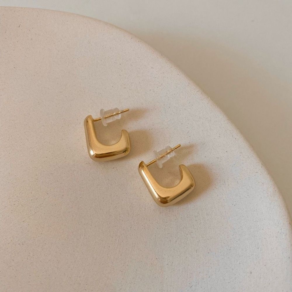 14K Gold Plated Duio Mini L Hoop Earrings